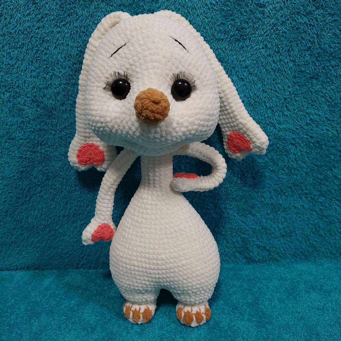 плетена играчка Зайченчето бяло на една кука цена
